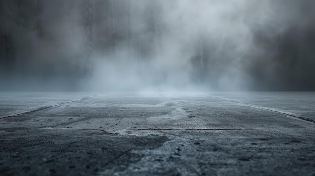 Suelo de hormigón de textura oscura con niebla o niebla