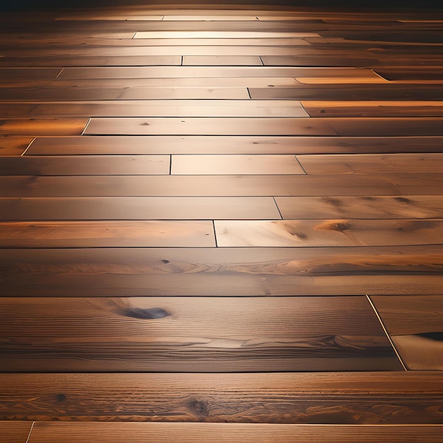 Un suelo de madera con una luz brillando sobre él.