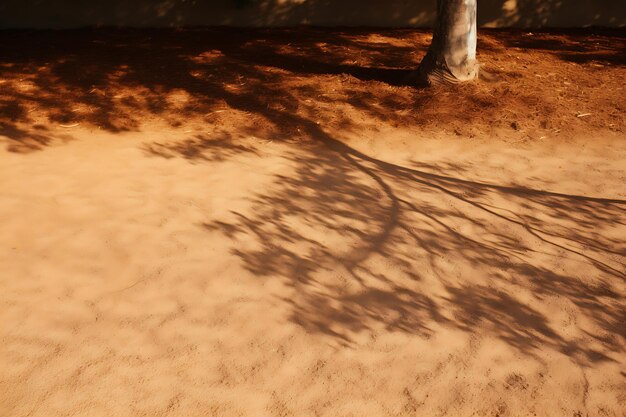 Foto un suelo marrón y marrón con una sombra de un árbol en él