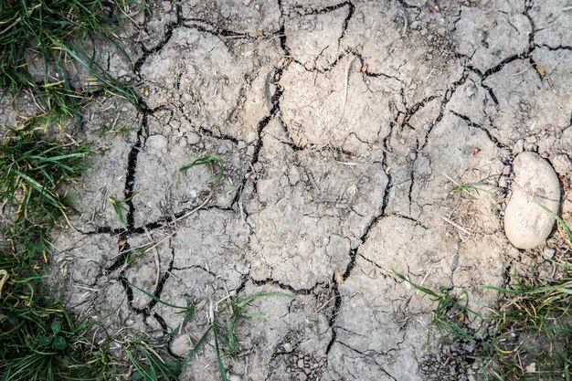 Suelo seco agrietado en un campo calentamiento global