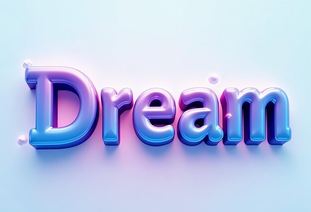 Sueño Crear texto 3D en negrita con colores vibrantes usando un efecto metálico brillante o gradiente