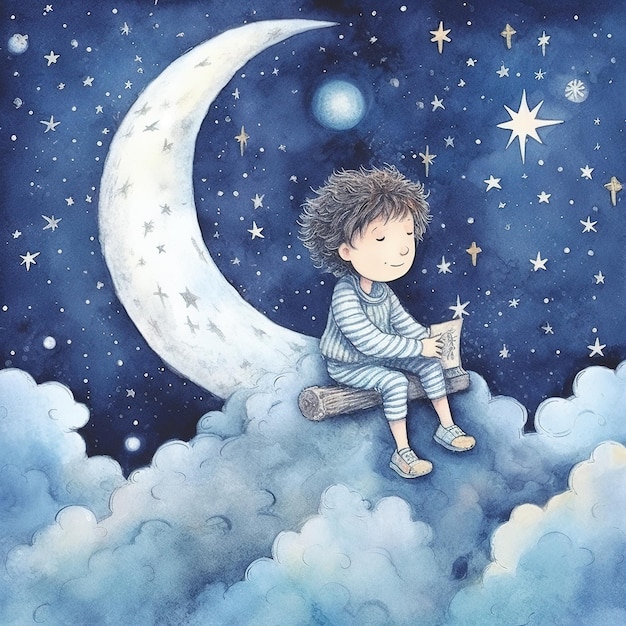 sueño nocturno de una ilustración infantil