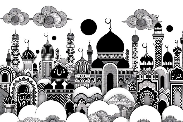 Los sueños de Doodle dibujados a mano Ramadan Kareem magia