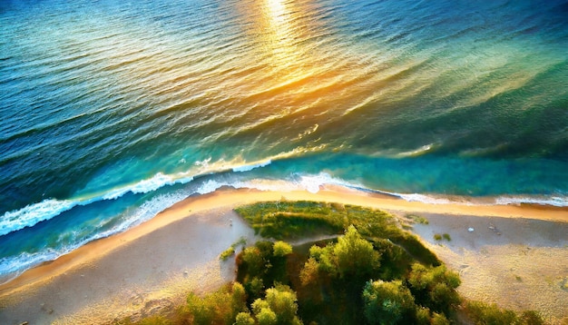 Sueños de la isla fotografía aérea de una playa y un mar hundidos