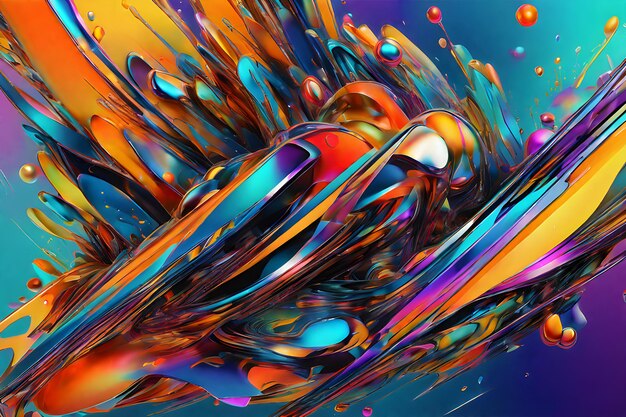 Foto sueños vibrantes salpicaduras de color arte efecto de vidrio gen ai