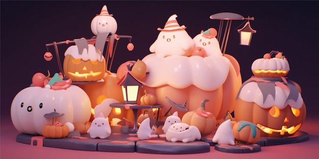 süße 3D-Cartoon-Halloween