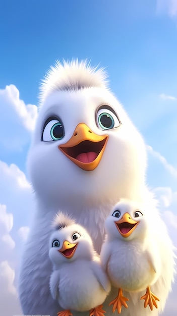 süße Baby-Huhn-Figur im Pixar-Stil, Comic-Kunst, generative KI