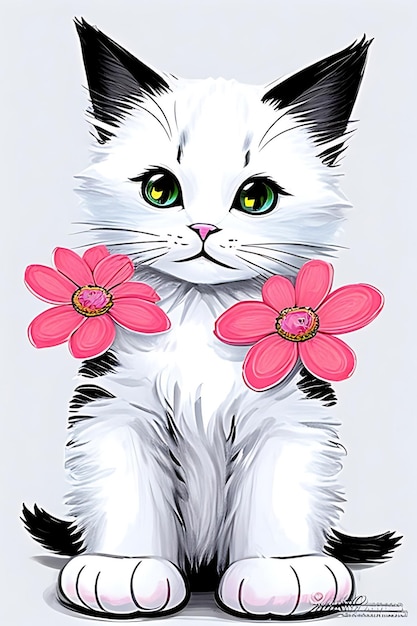 süße Cartoon-Katze mit weißem Hintergrund