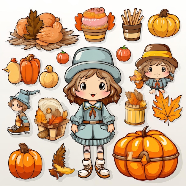 süße Clipart Thanksgiving Tag Sammlung