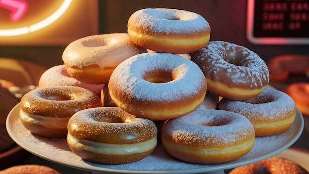 Süße Donuts mit Zuckerpulver