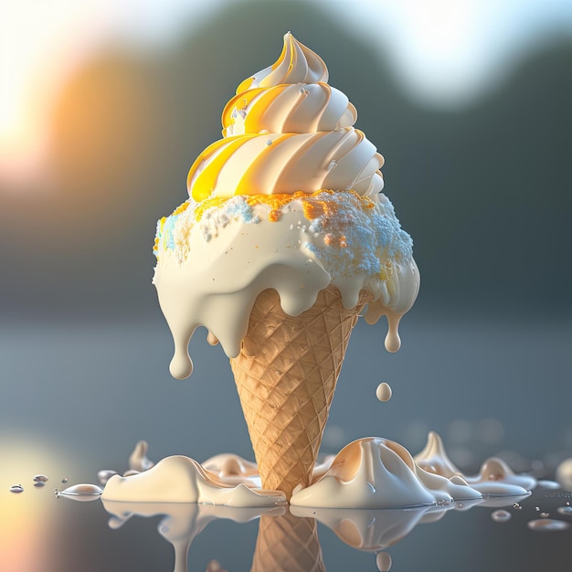 Süße Eiscreme Illustration Generative AI