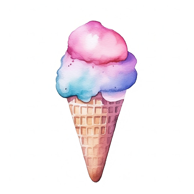 Süße Eiscreme-Süßigkeits-Quadrat-Aquarell-Illustration