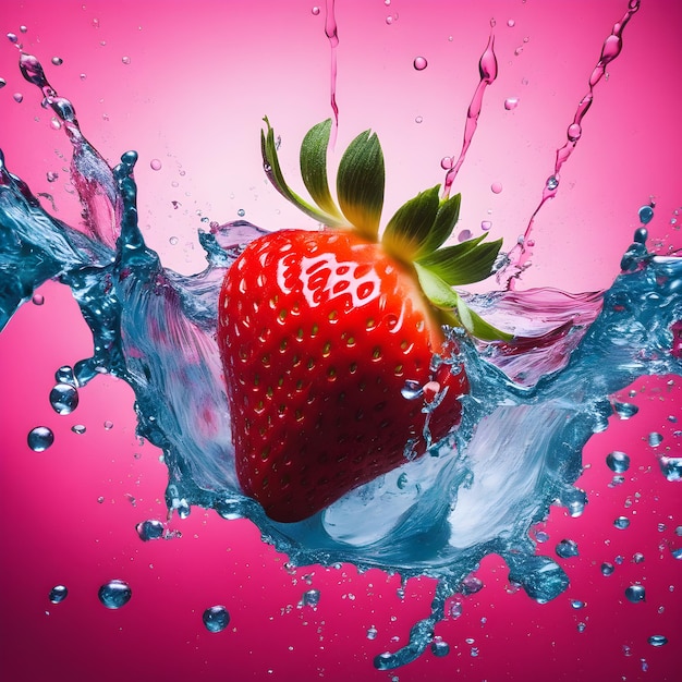 Süße Erdbeeren spritzen ins Wasser