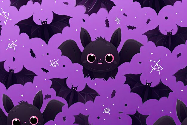 Foto süße fledermaus einfache halloween lila und schwarze generative ki