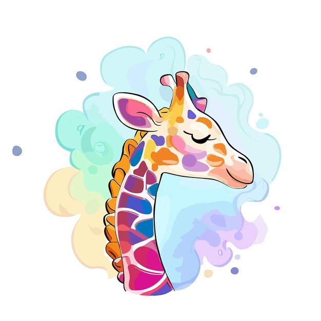 Süße Giraffen-Aquarellillustration, erstellt mit generativer KI