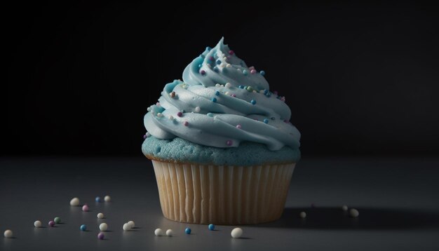 Foto süße hausgemachte cupcakes mit schokoladenglasur-dekoration, generiert durch künstliche intelligenz