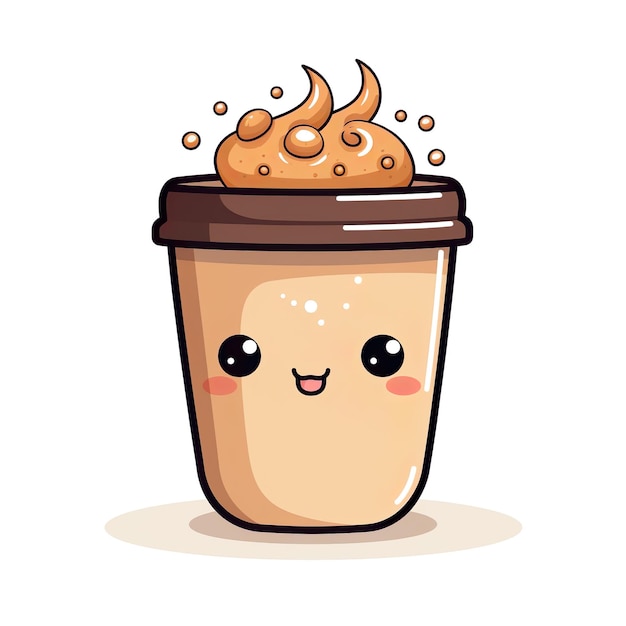 süße Kaffeetasse Illustration Cartoon Charakter Ikonen Illustration ai generiert