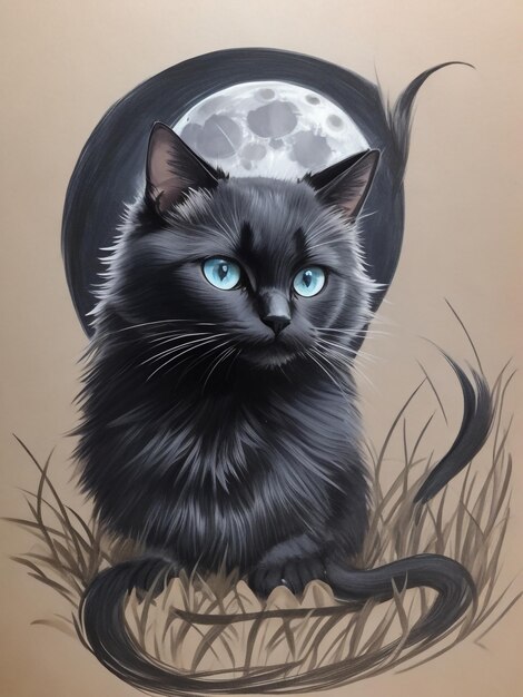 süße Katze auf dem Mond Gute Nacht und süße Träume Vektor-Illustration