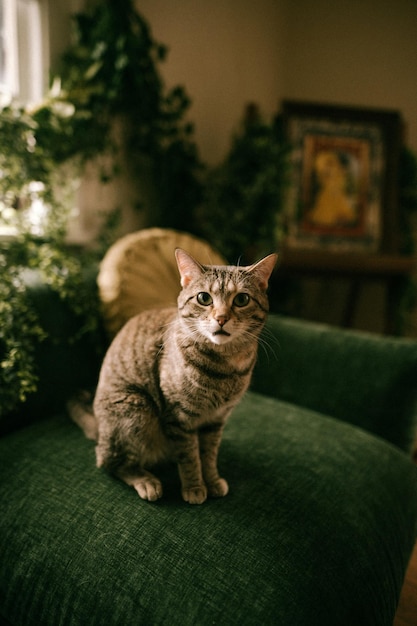 Foto süße katze auf dem sofa