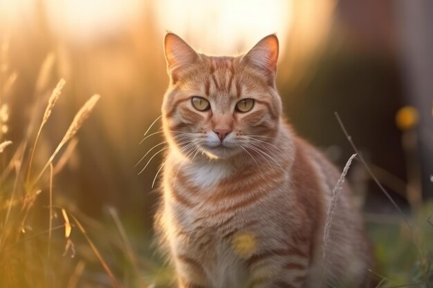 Süße Katze geht draußen spazieren