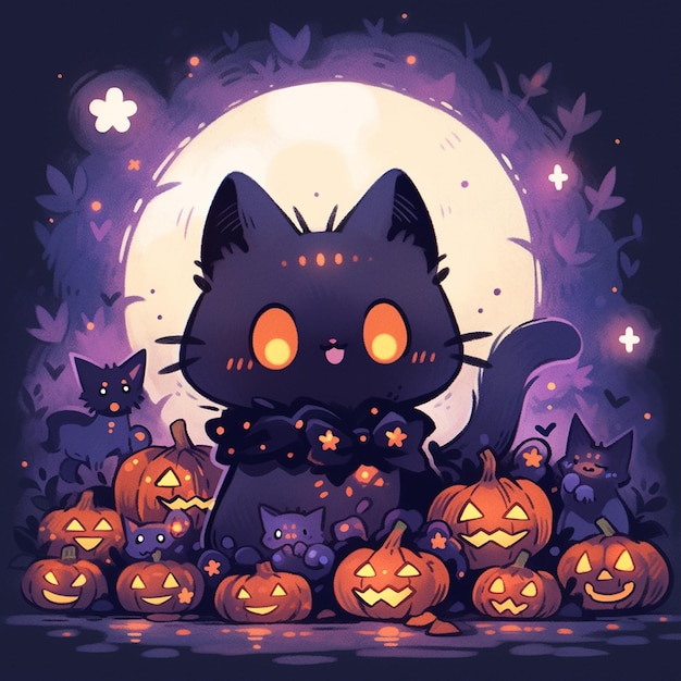 süße Katze mit Halloween