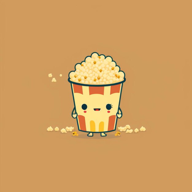 Foto süße kawaii popcorn-vektorillustration