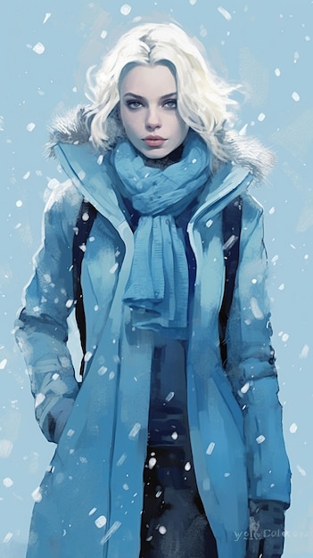 süße Mädchenillustration Mädchen im Schnee