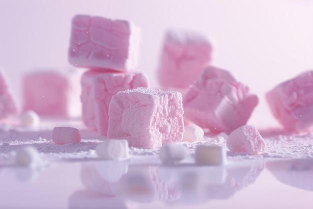 Süße Marshmallows auf weißem Hintergrund