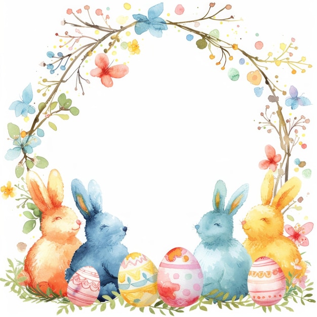 Foto süße pastellfarben aquarell ostern grenze isoliert