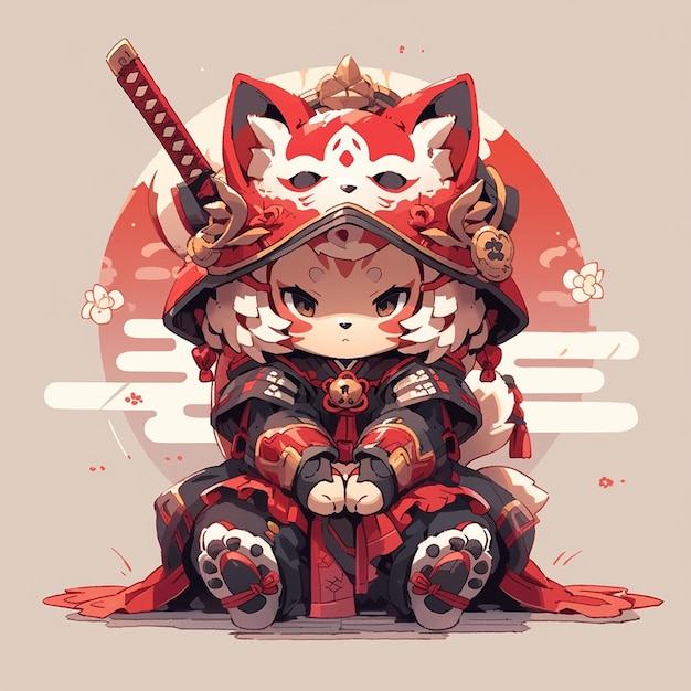 süße Samurai-Katze