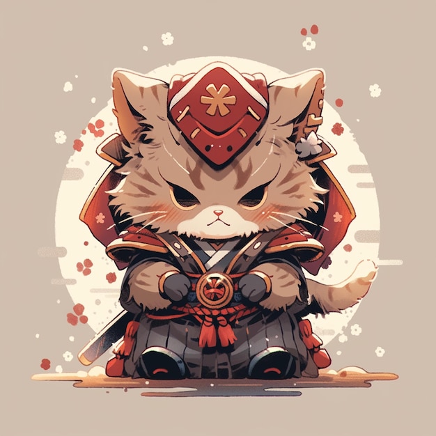 süße Samurai-Katze