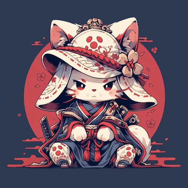 süße Samurai-Katze