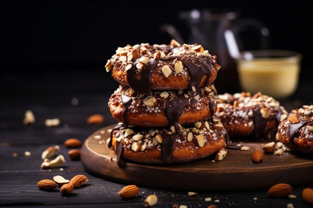 Süße Schokoladen-Donuts mit Nüssen