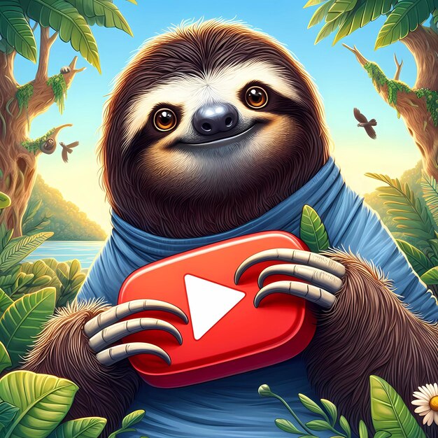 süße tierische Faulheit mit YouTube-Ikonen-Illustration