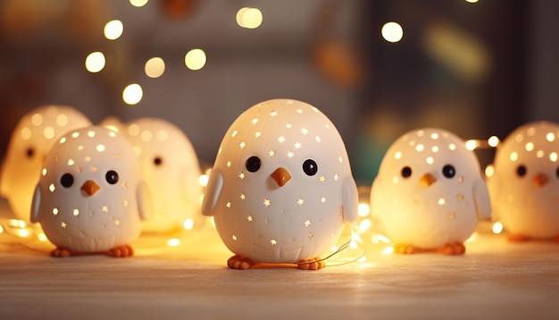 süße Weihnachtsdekorationen und Bokeh-Lichter