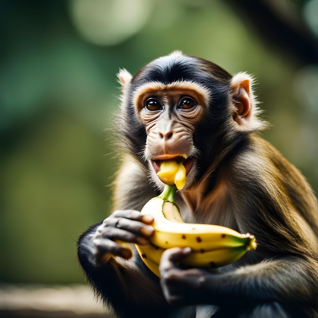 süßer Affe, der Bananen isst