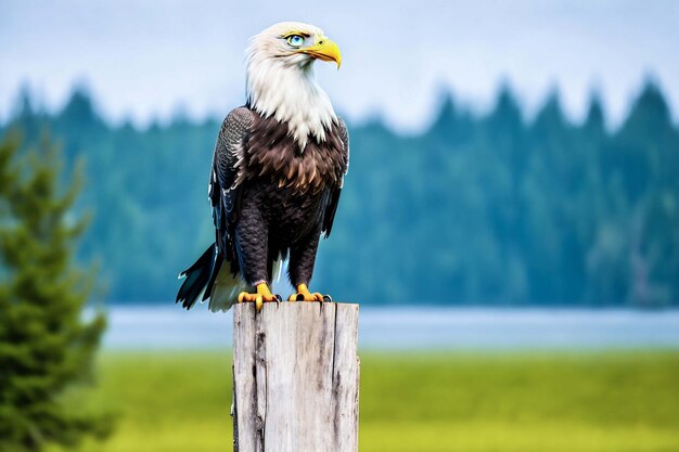 Foto süßer amerikanischer kahlköpfiger adler auf einem baum