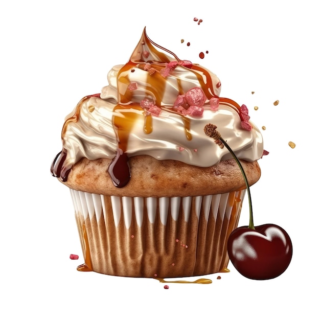 Süßer Cupcake, transparenter, isolierter Hintergrund, KI