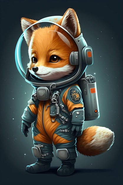 süßer fuchs astronaut stehend cartoon