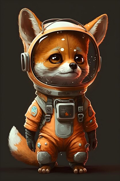 süßer fuchs astronaut stehend cartoon