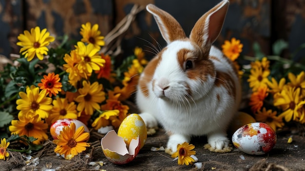 süßer Hase mit Eiern