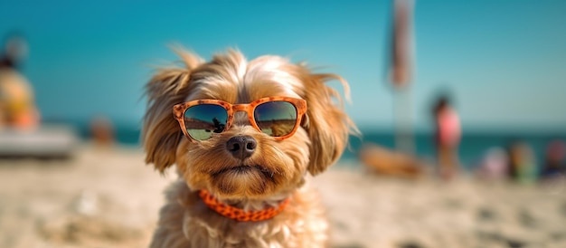 Süßer Hund mit Sonnenbrille Generative KI