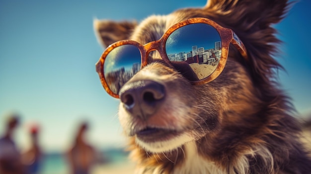 Süßer Hund mit Sonnenbrille Generative KI