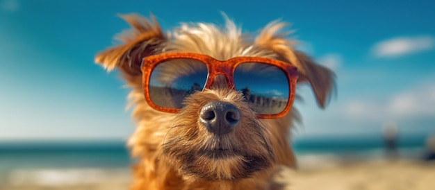 Süßer Hund mit Sonnenbrille Generative KI