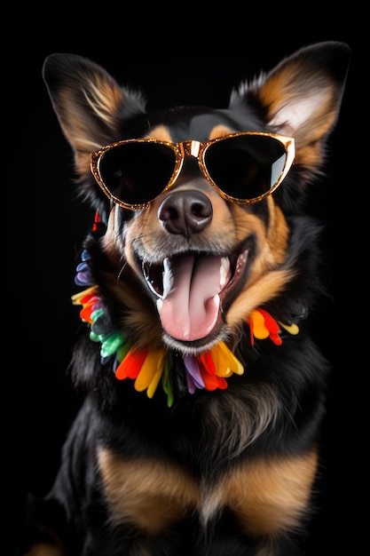 Süßer Hund mit Sonnenbrille Illustration AI GenerativexA