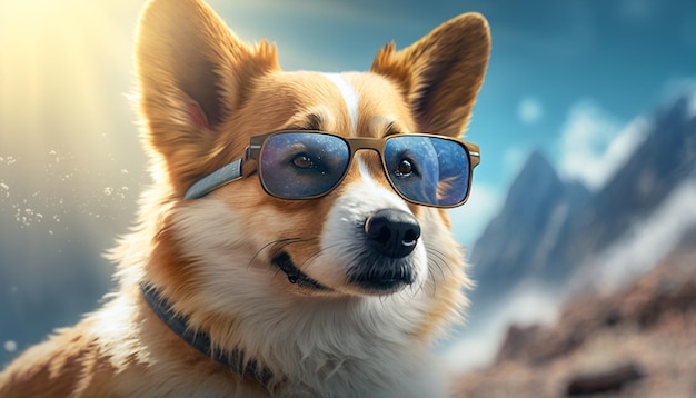 Süßer Hund mit SonnenbrilleGenerative AI