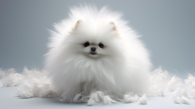 Süßer Hund mit weißem, dickem Fell
