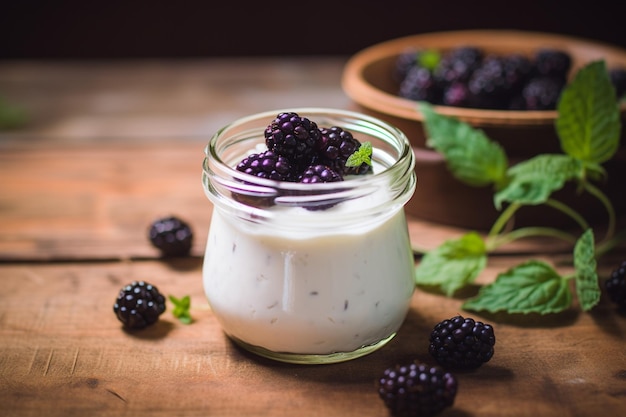 Süßer Joghurt mit Schwarzbeeren