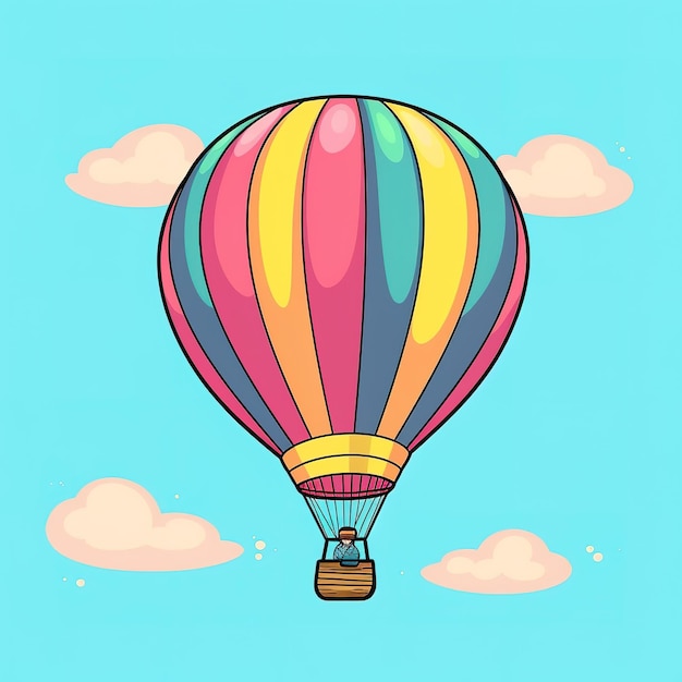 Foto süßer karikatur heißluftballon