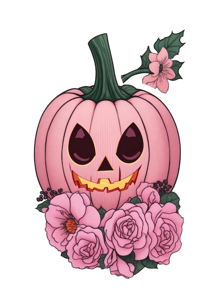 süßer Kawaii wunderschöner rosa Jackolantern Kürbis